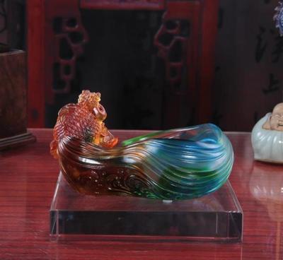 琉璃坊魚果碟 古法琉璃家飾工藝品，商務(wù)禮品優(yōu)選